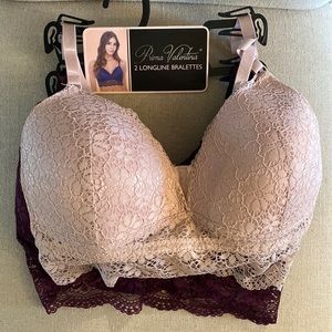 Prima Valentina Set of 2 Long Line Lace Underwire Bras Purple Plum Lavender 34C